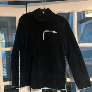 LL Bean Navy Poly Sherpa Turtleneck Pullover